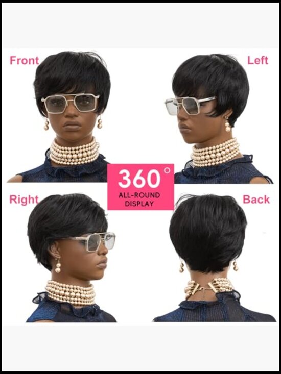 Pixie Cut Short Wig Glueless Natural Layered Full Machine Made Style main image 4
